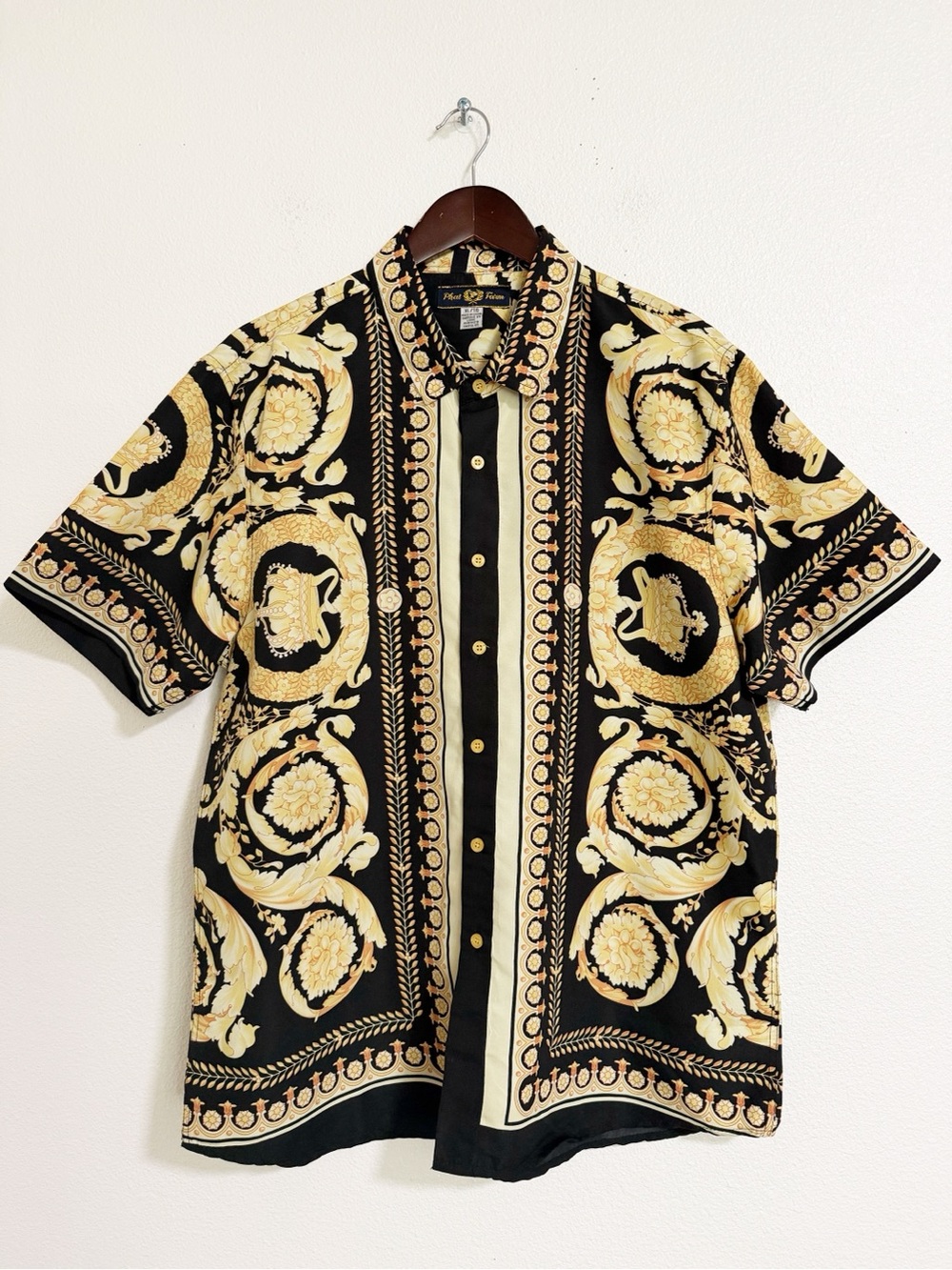 Vintage Y2K Phat Farm Paisley Gold Drip Button Up